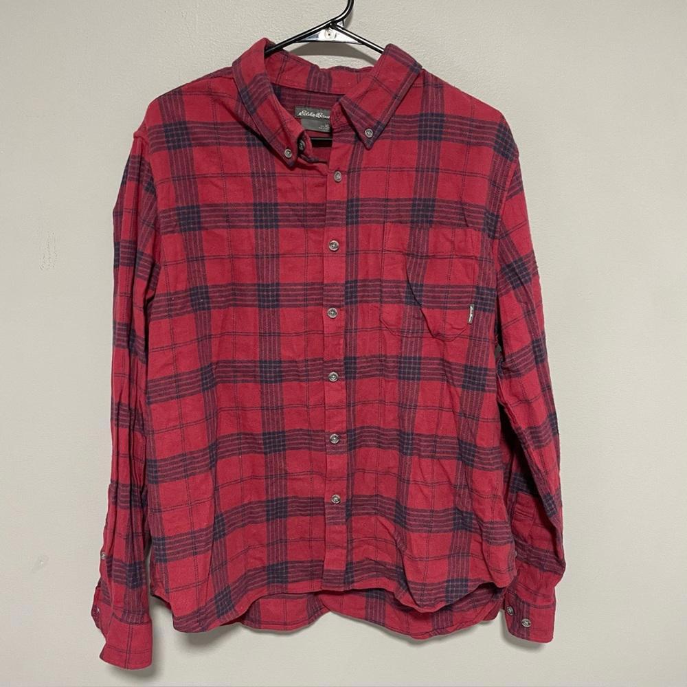 Eddie Bauer Red Plaid Men's Shirt size XL